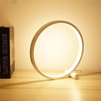 Minimalistisk LED Ring Bordlampe med Touchdæmper og Varmt Lys