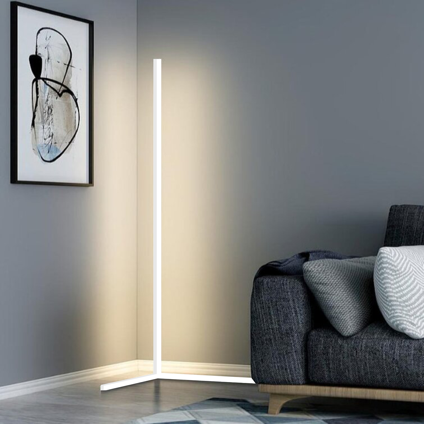 Moderne Hjørnegulvlampe med LED og Pladsbesparende Stemningsbelysning