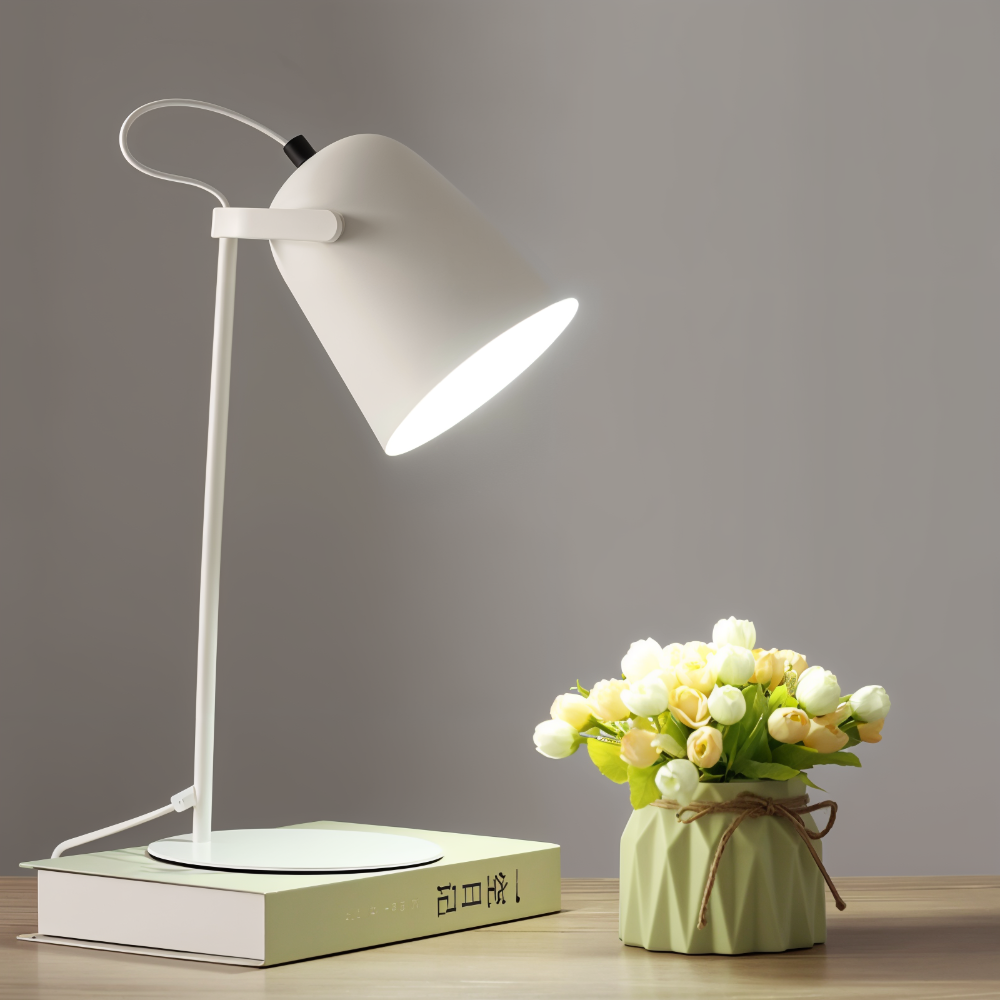 Moderne Drejelig Bordlampe med Justerbart Læselys