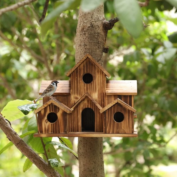 NatureNest Håndlavet Fuglehus i Træ til Have og Udendørs Indretning