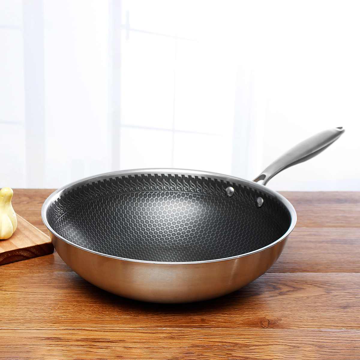 Nonstick Stegepande i Rustfrit Stål Ridsefast Holdbar 30 cm