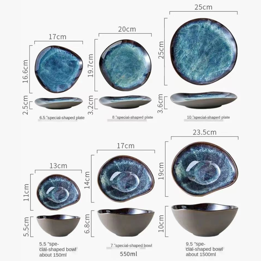 Ocean Breeze Porcelænsstel – 11 Dele med Kystinspireret Design