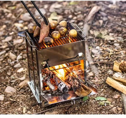 Sammenklappelig Brændeovn i Rustfrit Stål – Bærbar til Camping & Outdoor