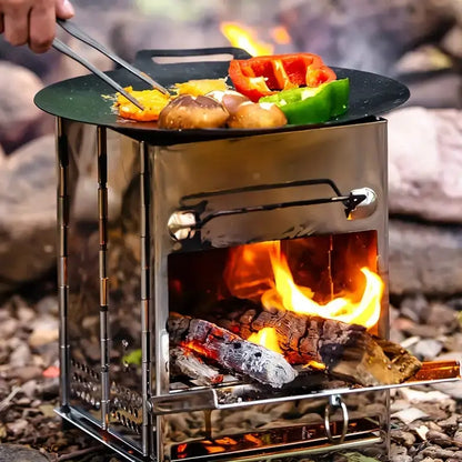Sammenklappelig Brændeovn i Rustfrit Stål – Bærbar til Camping & Outdoor