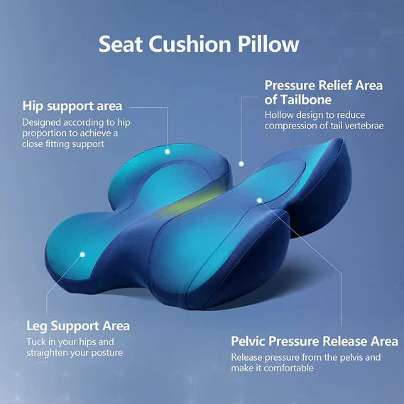 OrthoSeat Sædehynde i Memory Foam med U-formet Design og Støtte til Haleben og Lænd