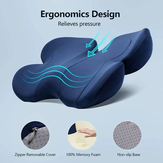 OrthoSeat Sædehynde i Memory Foam med U-formet Design og Støtte til Haleben og Lænd