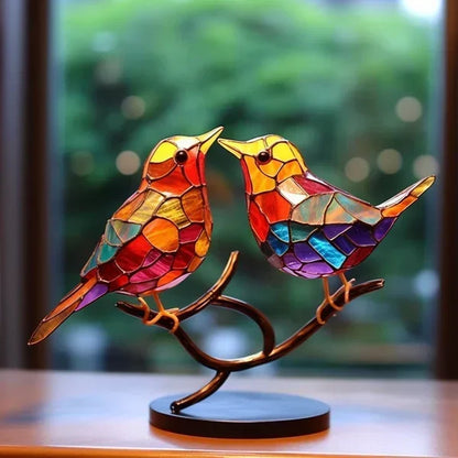 Oryxen håndlavet glasskulptur af fugl med farverigt design til elegant boligindretning