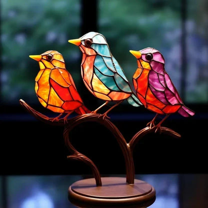 Oryxen håndlavet glasskulptur af fugl med farverigt design til elegant boligindretning