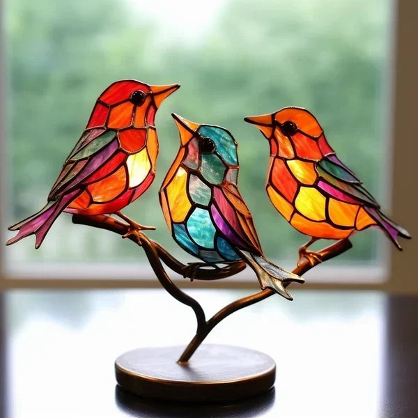 Oryxen håndlavet glasskulptur af fugl med farverigt design til elegant boligindretning