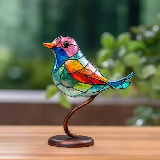 Oryxen håndlavet glasskulptur af fugl med farverigt design til elegant boligindretning