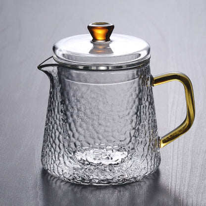 Pindefang Glastekande med Teinfuser og Gyldent Håndtag Varmebestandig