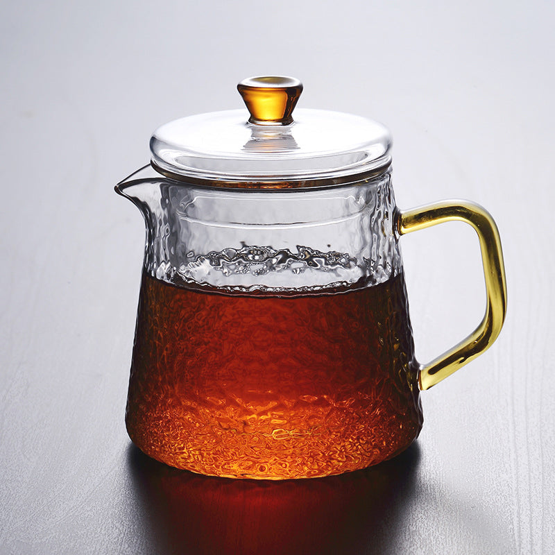 Pindefang Glastekande med Teinfuser og Gyldent Håndtag Varmebestandig
