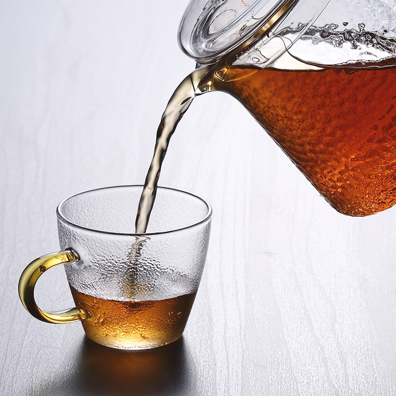 Pindefang Glastekande med Teinfuser og Gyldent Håndtag Varmebestandig