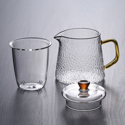 Pindefang Glastekande med Teinfuser og Gyldent Håndtag Varmebestandig