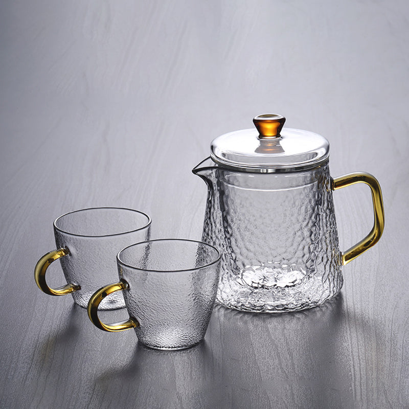 Pindefang Glastekande med Teinfuser og Gyldent Håndtag Varmebestandig