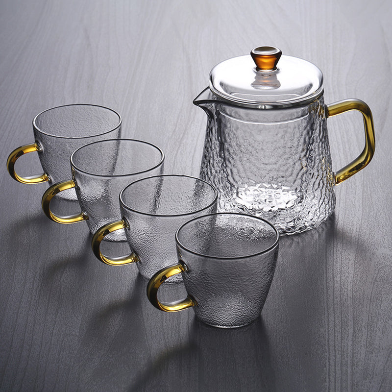 Pindefang Glastekande med Teinfuser og Gyldent Håndtag Varmebestandig