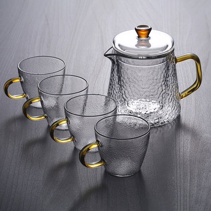 Pindefang Glastekande med Teinfuser og Gyldent Håndtag Varmebestandig
