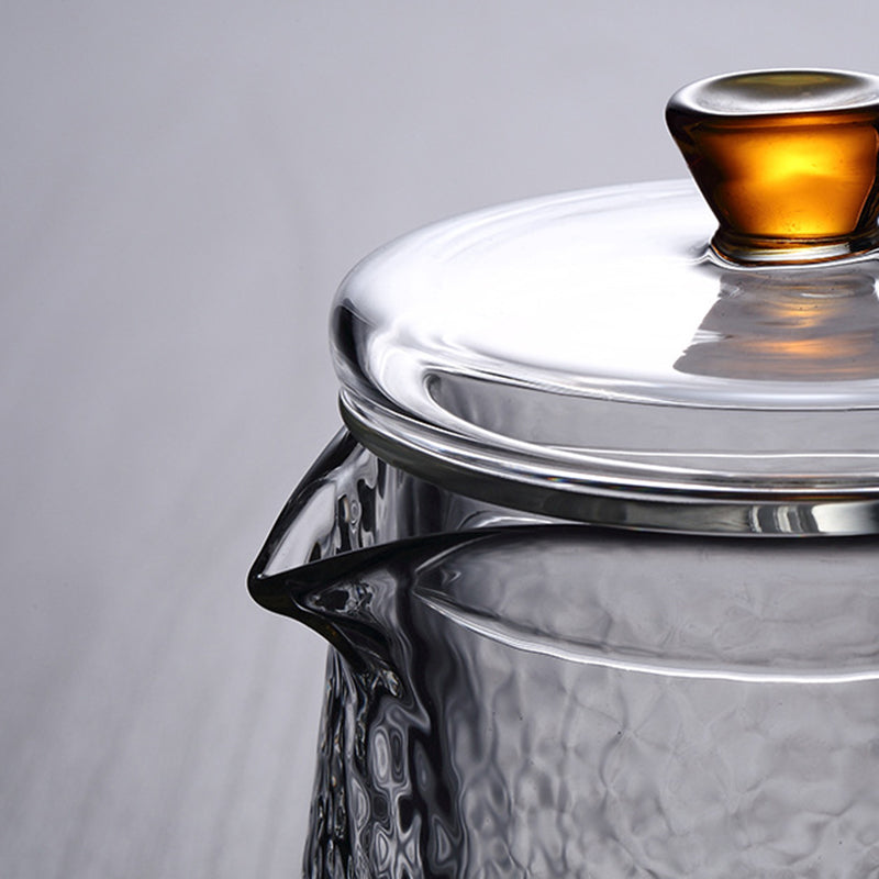 Pindefang Glastekande med Teinfuser og Gyldent Håndtag Varmebestandig