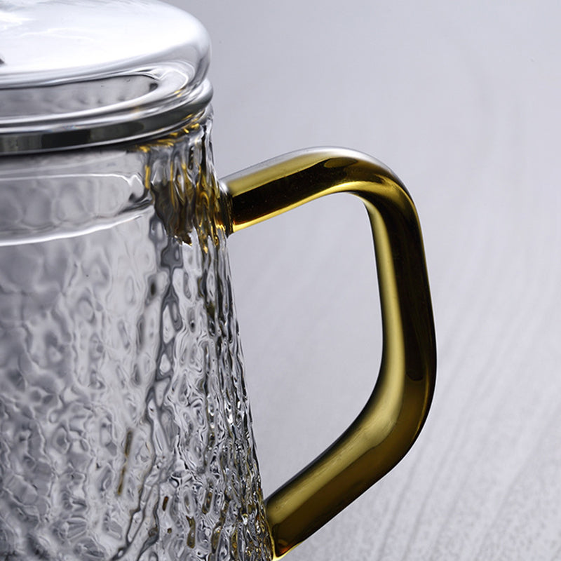 Pindefang Glastekande med Teinfuser og Gyldent Håndtag Varmebestandig
