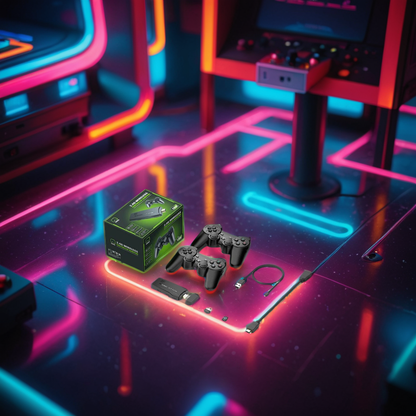 PixelDrive Retrospilkonsol med 2 Trådløse Controllere og 64 GB