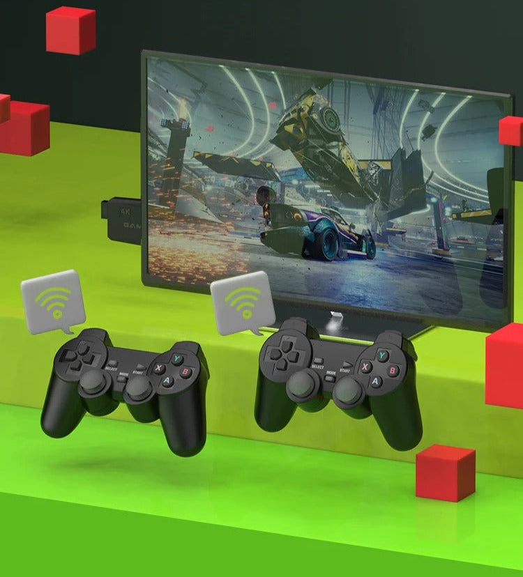 PixelDrive Retrospilkonsol med 2 Trådløse Controllere og 64 GB