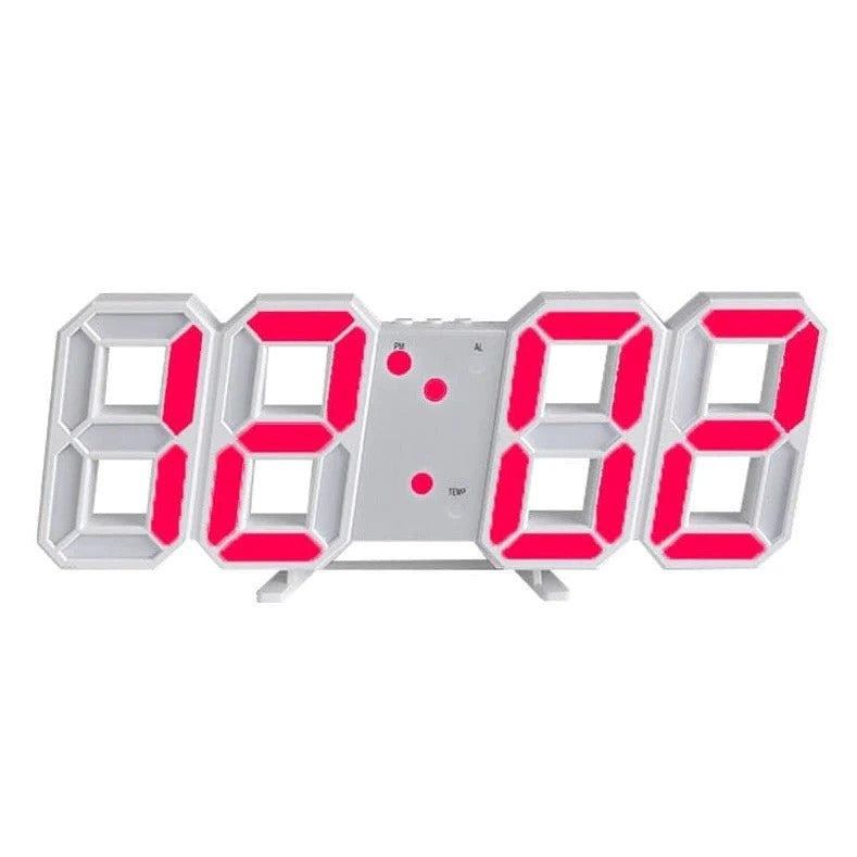 PixelTime 3D LED Digital Vægur med Temperatur, Dato og Alarm