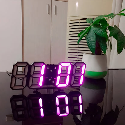 PixelTime 3D LED Digital Vægur med Temperatur, Dato og Alarm