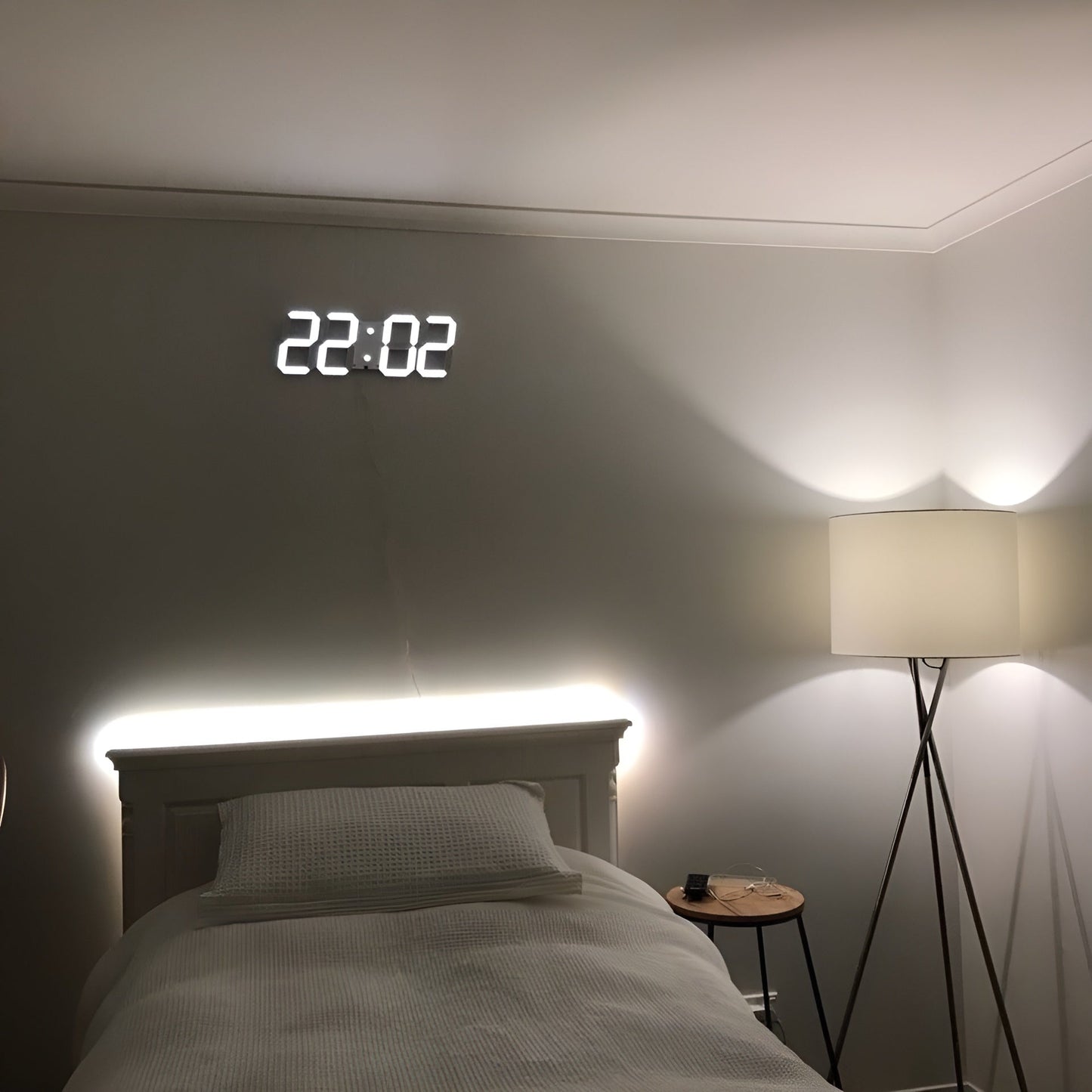 PixelTime 3D LED Digital Vægur med Temperatur, Dato og Alarm