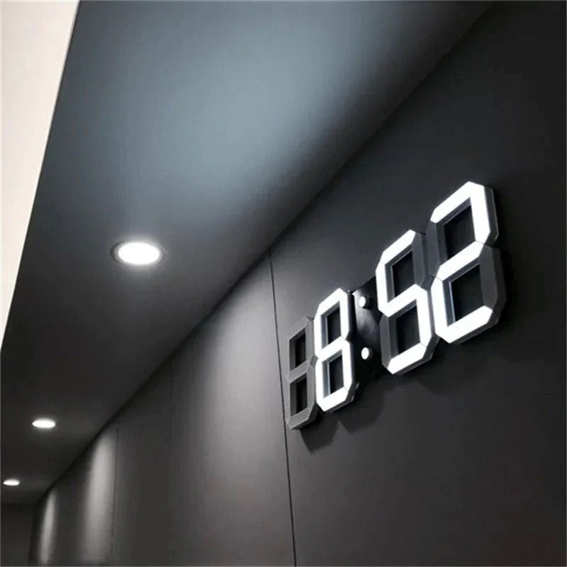 PixelTime 3D LED Digital Vægur med Temperatur, Dato og Alarm