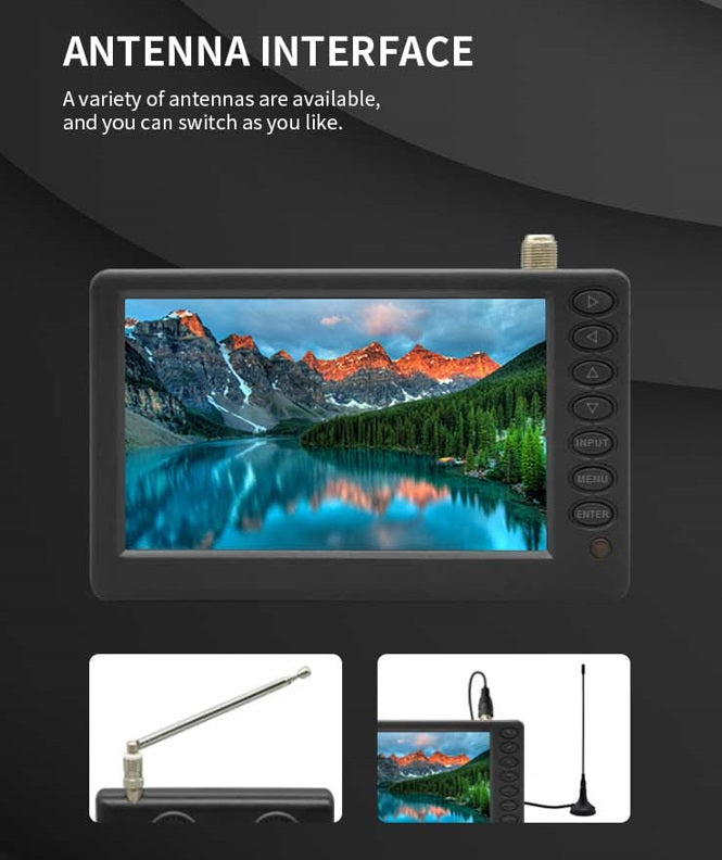 Bærbart 9" Mini LED-TV med Genopladeligt Batteri og Widescreen
