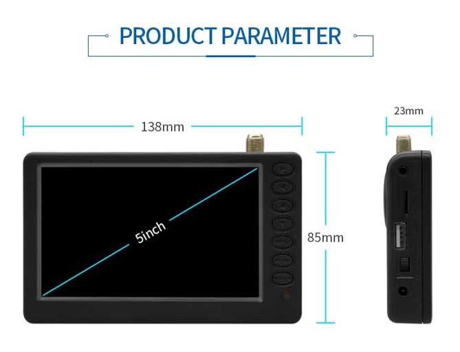 Bærbart 9" Mini LED-TV med Genopladeligt Batteri og Widescreen