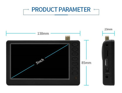 Bærbart 9" Mini LED-TV med Genopladeligt Batteri og Widescreen