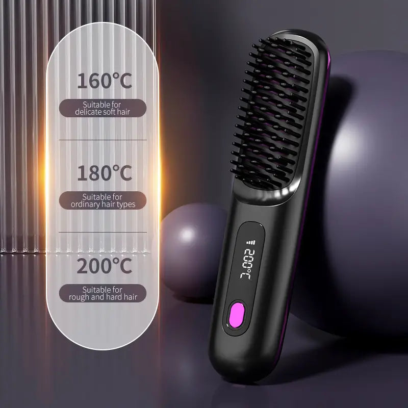 Bærbar Hårstylingbørste til Glatning og Udglatning af Hår