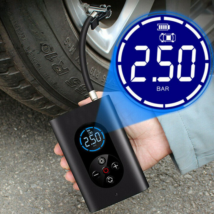 QuickAir Elektrisk Dækpumpe med Digitalt Display, Trådløs Luftkompressor