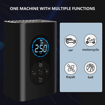 QuickAir Elektrisk Dækpumpe med Digitalt Display, Trådløs Luftkompressor