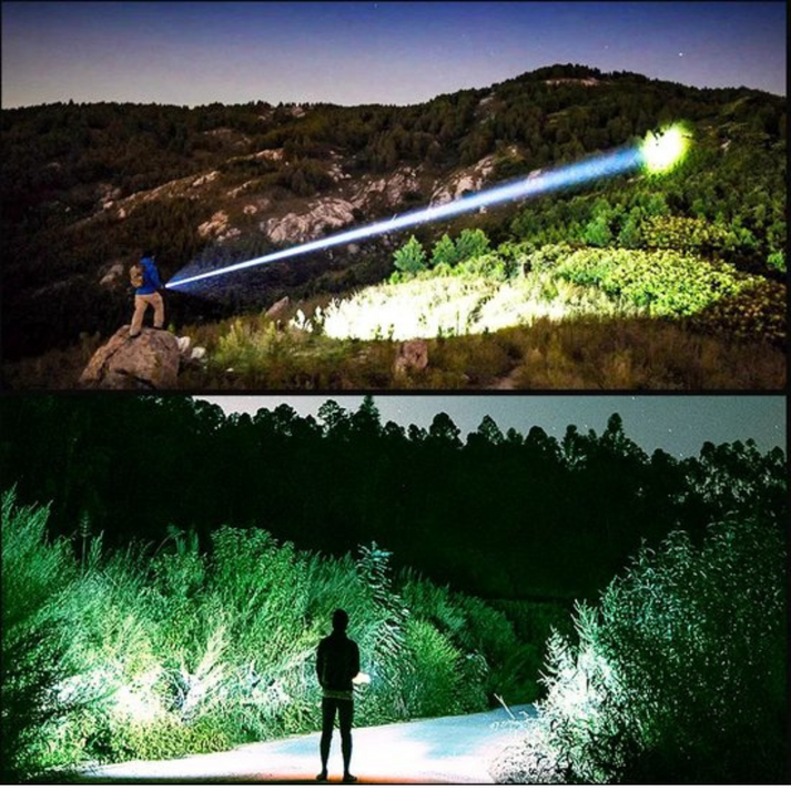 Genopladelig LED Lommelygte 9000 Lumen med Justerbar Lysstråle