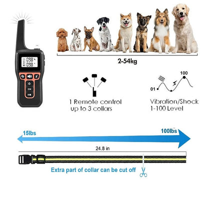 Genopladeligt Vandtæt Hundetræningshalsbånd med 1000 m Rækkevidde
