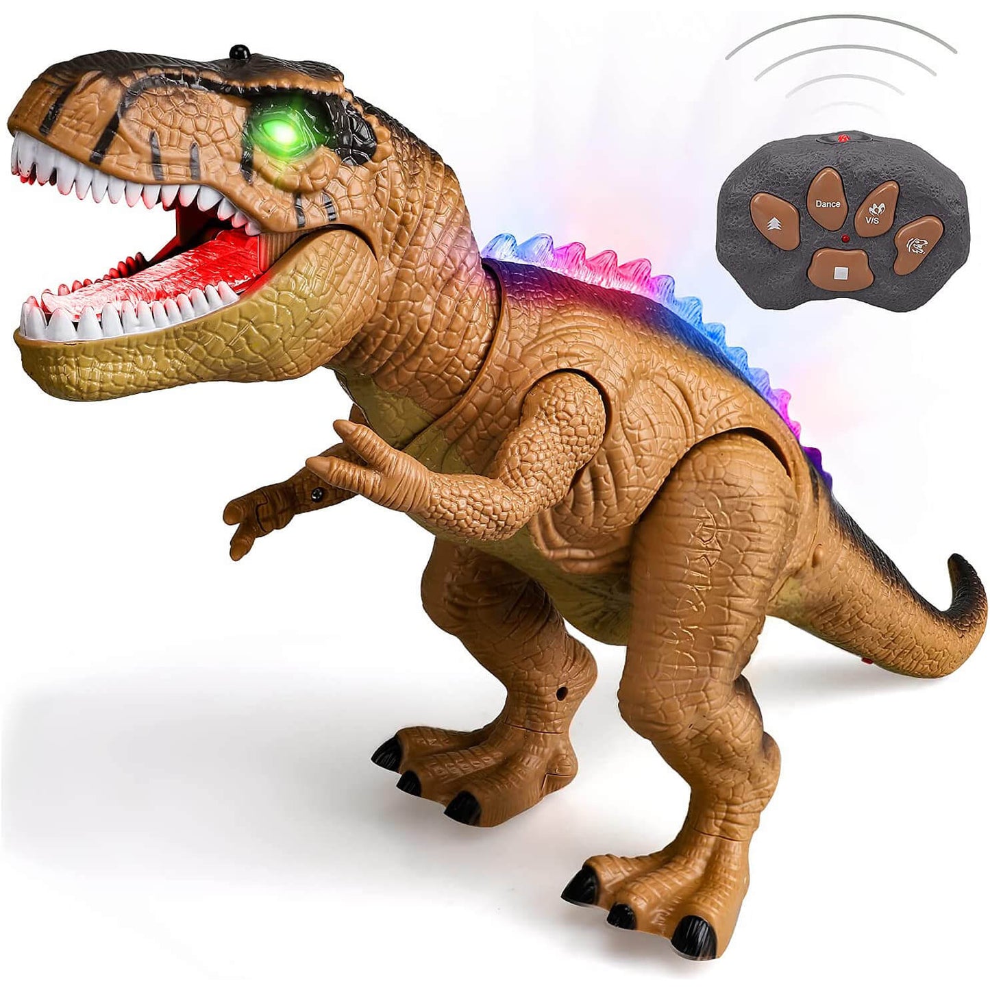 Fjernstyret T-Rex dinosaurlegetøj med LED-lys og brølende lyde