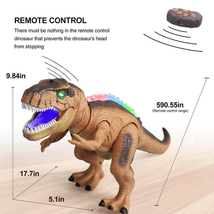Fjernstyret T-Rex dinosaurlegetøj med LED-lys og brølende lyde