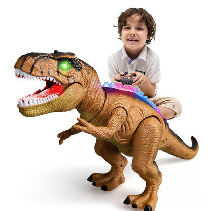 Fjernstyret T-Rex dinosaurlegetøj med LED-lys og brølende lyde