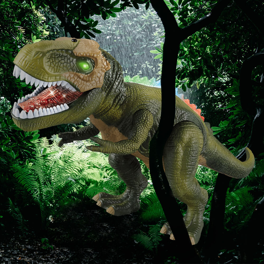 Fjernstyret T-Rex dinosaurlegetøj med LED-lys og brølende lyde