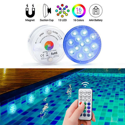 Fjernbetjent Vandtæt LED Poollampe RGB Undervandslampe til Pool og Spa