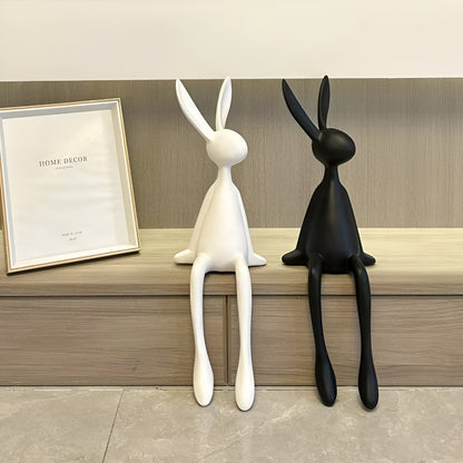 ResinLux Moderne Påskehare i Resin som Siddende Dekorationsfigur