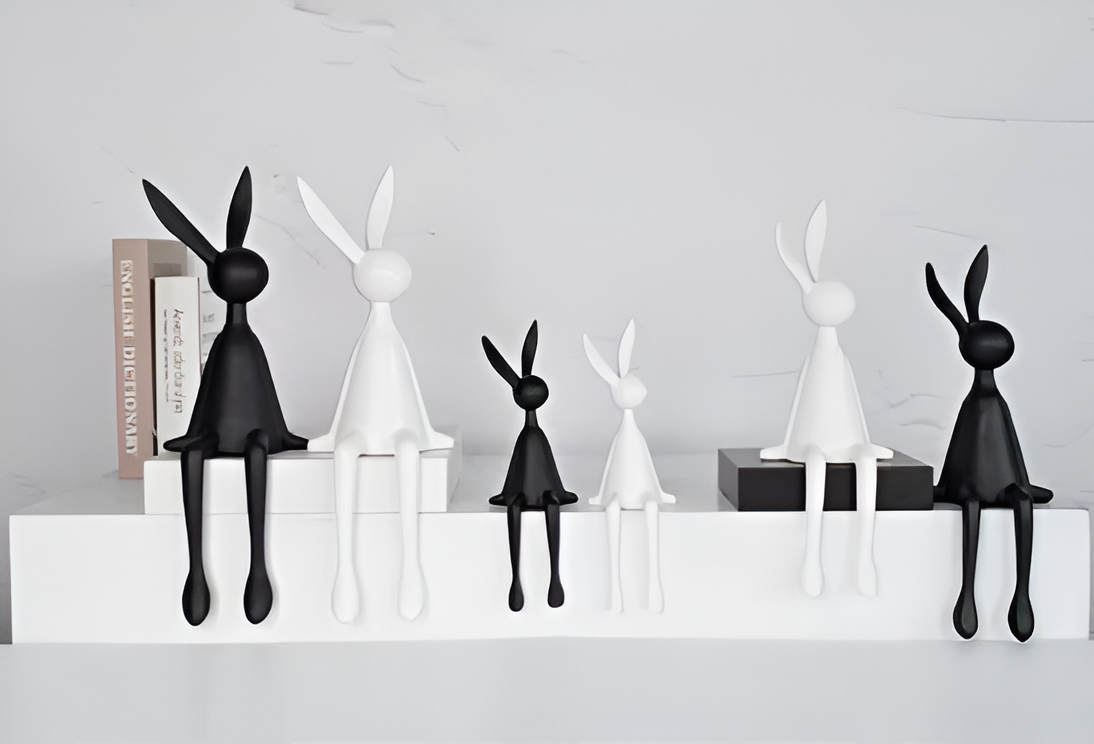 ResinLux Moderne Påskehare i Resin som Siddende Dekorationsfigur