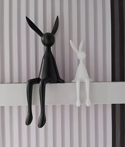 ResinLux Moderne Påskehare i Resin som Siddende Dekorationsfigur