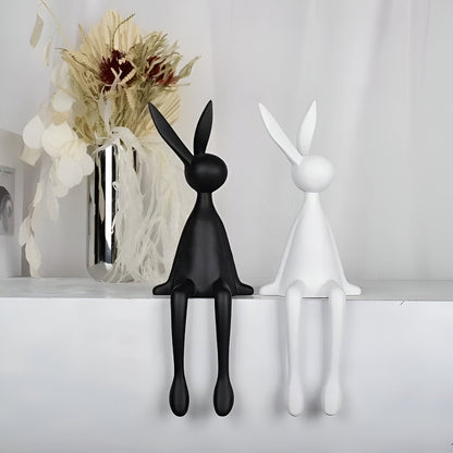 ResinLux Moderne Påskehare i Resin som Siddende Dekorationsfigur