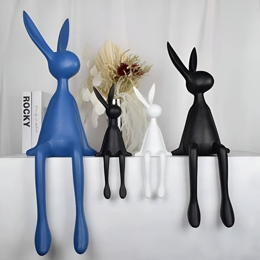 ResinLux Moderne Påskehare i Resin som Siddende Dekorationsfigur