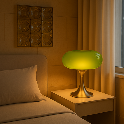 RetroGlow Bauhaus Bordlampe i Glas med Varm Stemningsbelysning