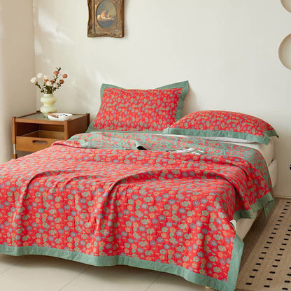 Vendbart Quiltet Plaid i 100 % Bomuld til Sofa og Seng i Rustik Stil