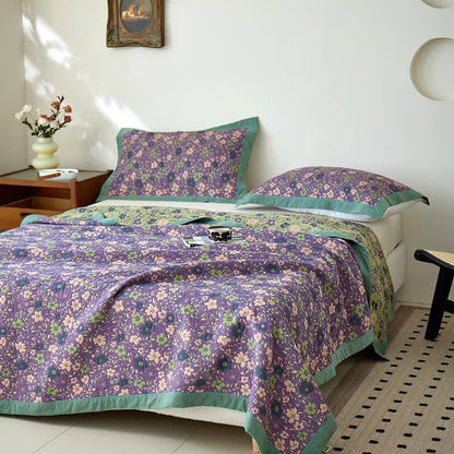 Vendbart Quiltet Plaid i 100 % Bomuld til Sofa og Seng i Rustik Stil